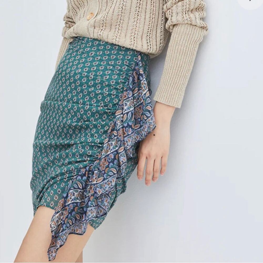 VERONICA BEARD SILK Spencer Skirt Size 6 Small Color Seaglass‎ Multi New NWT